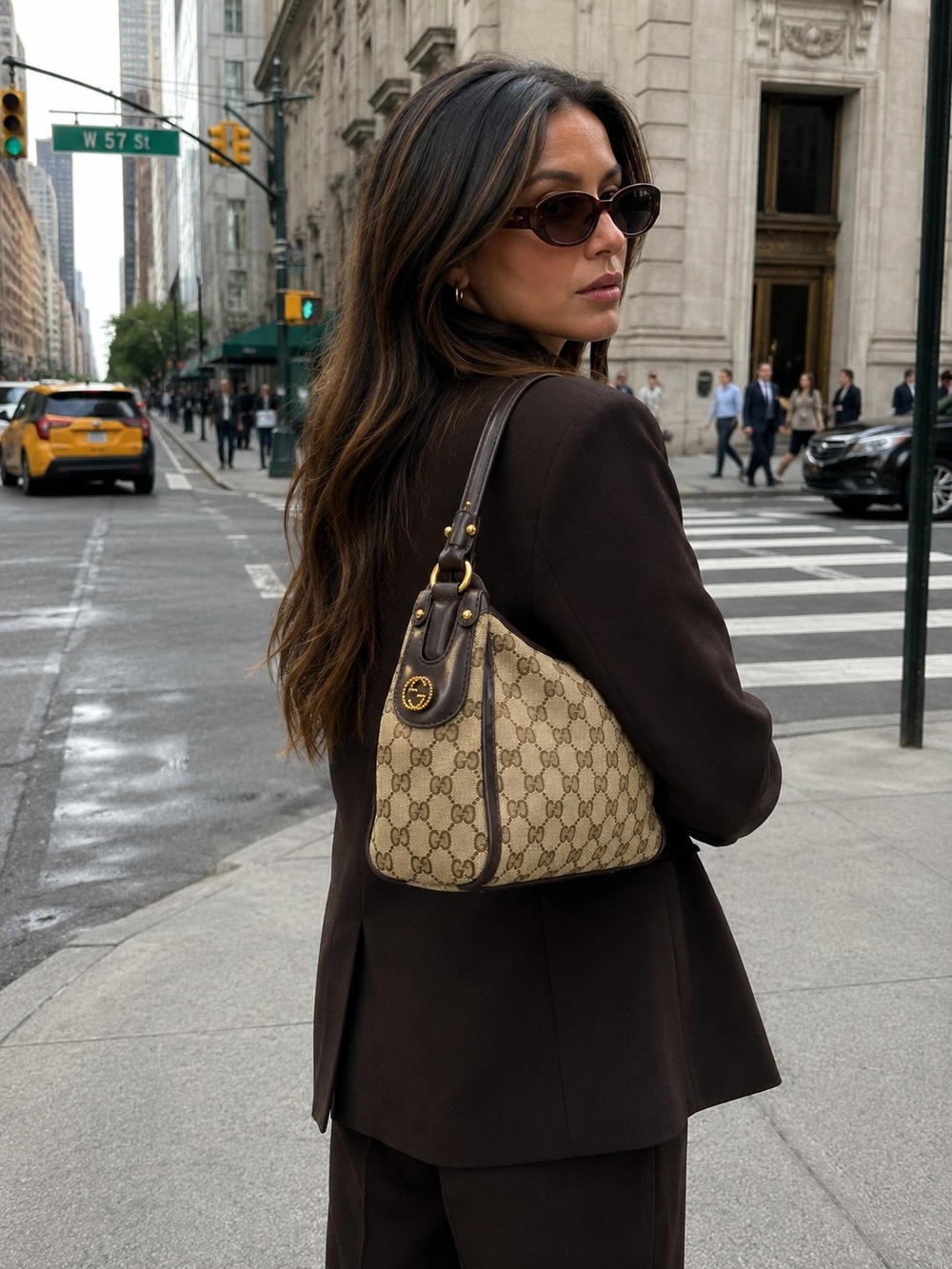 RARE Vintage Gucci Scarlett Monogram GG Canvas Shoulder Hobo Bag - Beige Brown